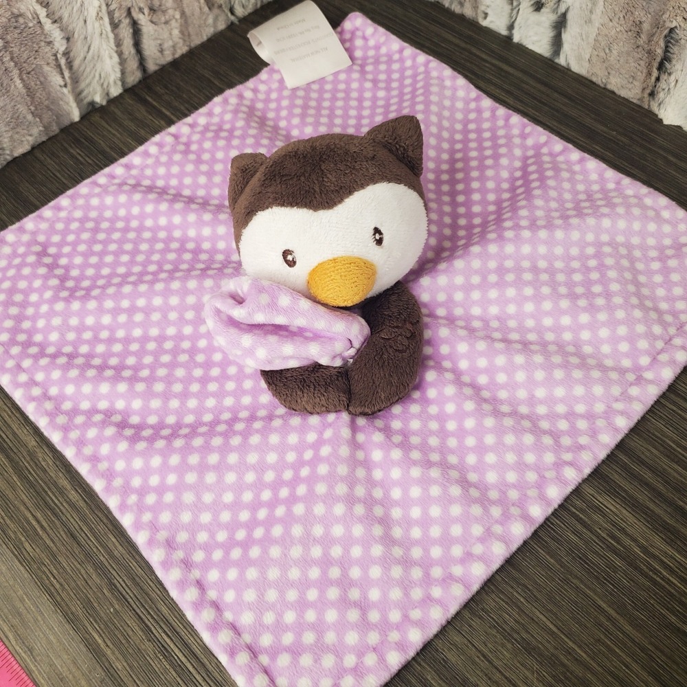 Little Miracles Owl Lovey Plush Baby‎ Security Blanket Purple Polka Dots